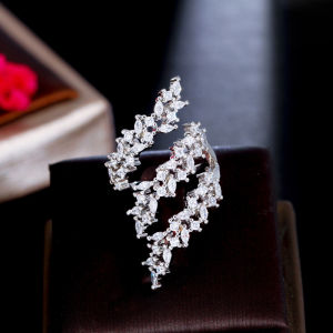 SEQUITO High Quality Silver Plating Hollow Out Opening Adjustable Ring Setting Shinning AAA Cubic Zirconia Personality Women Finger Jewelry for Pageant Party SR071