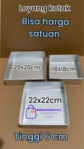 loyang kotak loyang segi empat satu set murah isi3pcs UKURAN 18x18cm - 20x20cm - 22x22cm TINGGI 6cm BAHAN GALVALUM/GALVANIS TERMURAH TERLENGKAP DAN BERKUALITAS TINGGI