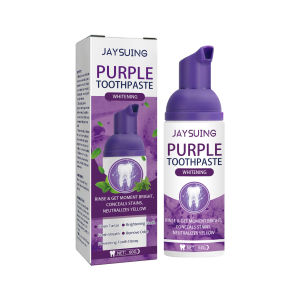 Jaysuing Purple Toothpaste Teeth Whitening Effective Remove Stain Fresh Breath Brightening Reduce Yellowing Deep Cleaning Conceals Stains Clean Tartar Remove Odor Preventing Tooth Decay Teeth Care 60g