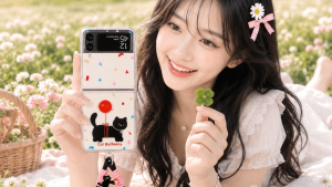 [Clover 2020] Ốp lưng Galaxy Z Flip 8 7 6 5 4 3 FE nhựa cứng mèo bóng bay + dây đeo