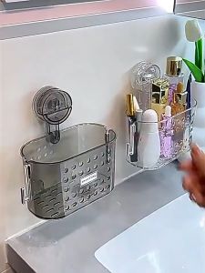 HW074- Wall Sticky Cup Holder Bathroom Wall Mounted Storage Box Washbasin Bathroom Shelves