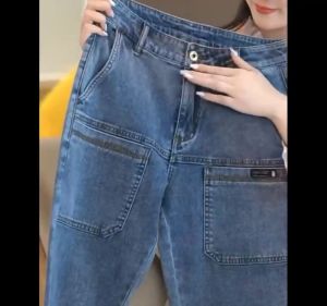 Mens Jeans 6 Pocket Pants Overalls Casual Slim-fit Pants