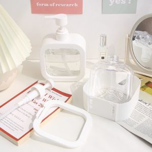 Clear Plastic Pump Bottles Kitchen Liquid Soap Dispenser Large Capacity Pump Bottles Shower Gel Sub-Bottle Hand Sanitizer Shower Empty Pump Shampoo Dish Soap Container Bathroom Shower Press Bottle Lotion Dispenser 300ML/500ML (White)