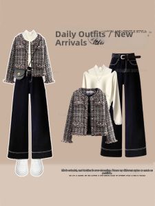 NUMEN BUTTON | Elegant Fall Women Large Size Four-Piece Set