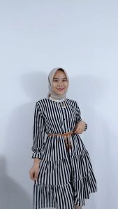 CARLINA Tunik Salur Dress Wanita Terlaris Gratis Gesper