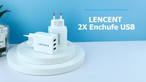 LENCENT 2 Packs USB Wall Charger with 3 Port 17W/3.4A Mobile Charger with Auto-ID technology Europe Multiport Plug for iPhone iPad Samsung Huawei Xiaomi LG Nexus HTC and more