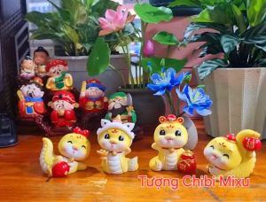 Bộ 04 tượng Rắn vàng 7cm phong thủy cao cấp