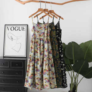 French Oiled Floral Print Maxi Dress Womens plus Size Summer Elegant Slimming Gown High Waist Strapless A-Line Dress