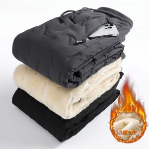 Dày Trang Mùa Đông Nam Quần Cotton Thẳng Rộng Vừa Vặn Ấm Áp Thường Ngày Plus Kích Thước Thêm Chiều Dài Quần Dành Cho Người Trung Niên