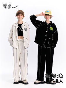 Wildrooms Striped Long Sleeve Sleepwear Women Casual Comfortable Home Clothes Set Outerwear Suitable Spring Summer Season