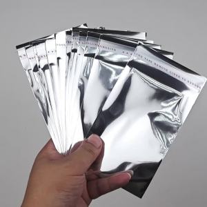 100 Chiếc Túi Quà Tặng Tự Dính Bằng Nhôm Bạc Mịn Bao Bì Nhựa Đựng Thiệp Chúc Mừng Và Bưu Thiếp - Quà Tặng Tiệc Sinh Nhật Đám Cưới