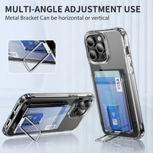 Transparent Strong Magnetic For Magsafe Card Wallet Metal Stand Holder Clear Case For iPhone Card Phone Back Bag Adsorption