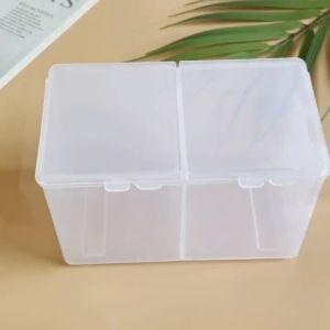 Nail Art Makeup Removal Cleaning Cotton Pad Organizer Container Swab Storage Box case Manicure美甲双格棉片盒美容化妆棉美甲巾卸妆棉工具收纳盒整理盒