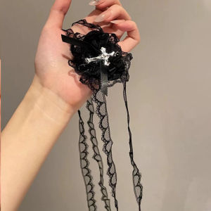 ผ้าบังตาลายครอสที่ทำจากลูกไม้สำหรับผู้หญิง สไตล์โกธิก ปาร์ตี้ฮาราจูกุ วัสดุผ้าฝ้าย กันแสง ใช้ได้ตลอดปี เครื่องประดับตกแต่งแบบอินเทรนด์