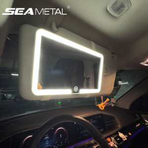 SEAMETAL Portable Car Sun Visor Makeup Mirror Rechargeable LED Light Beauty Mirror Auto Interior Cosmetic Mirror