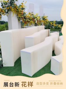 Paper Material Stretch Long Strip Display Stand Product Base Exhibition Booth Island Show Shelf Customizable Commercial Office Furniture