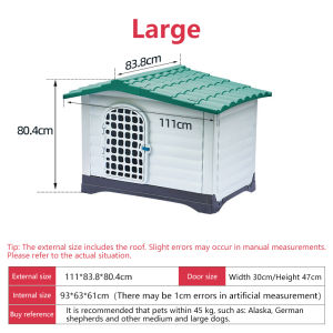 Outdoor Dog House with double doors Rainproof Windproof Keep Warm Large Medium and Small Dogs Cats Plastic Doghouse Universal in all seasons Removable Washable Pet kennel large space