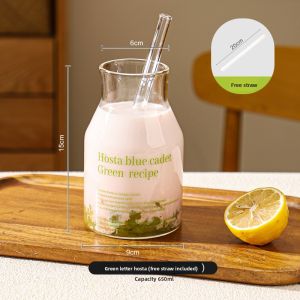SHELI | Large Capacity Insulated Glass Cup for Home Drinking Cold Brew Coffee and Bubble Tea