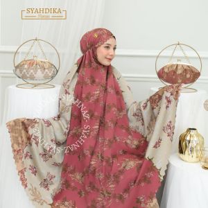 Syahdika - Mukena Dewasa Motif Tas Mewah Hanna Series - 2in1 Syahnaz Laser Cut Plus Sajadah - Tersedia dalam Warna Ivory, Maroon, Mustard, Silver (REAL STOCK)