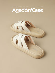 Agsdon | Comfortable French Style Flat Sandals White