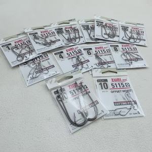 Zuri-berl 3Packs High Carbon Steel Black Size 5/0-10 Narrow Belly Crank Hook Lure Soft Bait Hook