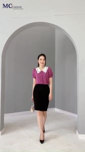 Chân váy nữ công sở zip form ôm ngang gối 2 túi xẻ tà sau chất Tuysi nhật thiết kế MC Fashion cv 0570