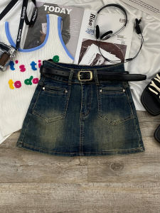 Váy Ngắn Chữ a Cạp Cao Màu Xám Bê Tông Cho Nữ Mùa Hè Mỏng Mới 2025 Váy Ngắn Che Mông Bó Sát Cho Nữ