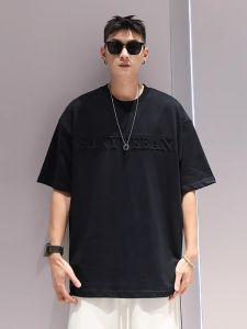 Loose Fit American Style Mens T-Shirt Short Sleeve round Neck Cotton Casual Summer Fashion Brand Youth Popular Basic Style