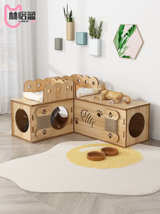 【SG Stock】 Cat Tunnel Cat Nest Pet Cat Nest Four Seasons Universal Cat Scratch Board Cat Toy Wooden Cat Drill Hole