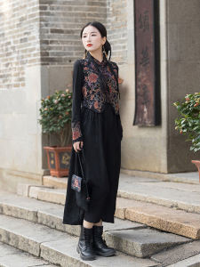 Elegant Black Embroidered Vest Dress Spring Autumn Style Retro Chinese Short Womens Dress Heavy Embroidery Butterfly Design