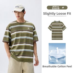 CAMEL | Breathable Stylish American Retro Stripes and Contrast Color T-Shirt