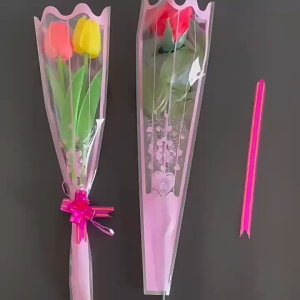 50/100pcs Valentines Day Flower Pouch White Red Transparent Single Rose Sleeve Floral Wrapping Bag