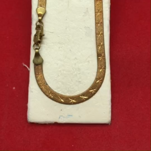 สร้อยคอทองเหลืองโบราณลายเลสแบนตัดลาย ความยาว 18 นิ้ว งานทองเหลืองแท้ งานดิบไม่ได้ชุบ ทองเหลืองโบราณ