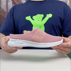 Fashion womens flat shoes slip on shoes for women half shoes loafer shoes rubber shoes for women casual walking shoes