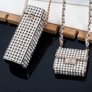 French Full Drill Hollow Square Bag Pendant Sweater Chain Red Necklace Heavy Gold Plating Long Chain Bag Fashion Jewelry Accessories
