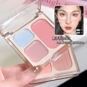Sweet Mint Three Color Blush Palette Satin Finish Blush Highlight Enlarge Shrink Three in One Blush Cream Long Lasting Powder