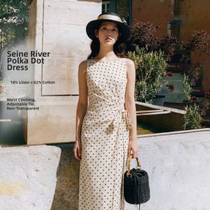INMAN | Polka Dot Belted Waist Slimming Maxi Dress