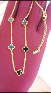 Kalung Anak Perempuan  Titanium Rantai 35 cm Model CLVR HITAM  anti karat selamanya