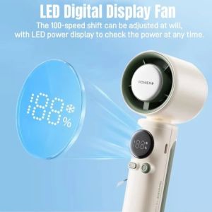 Oudiobop OP-693 High 100 Speed Cooling Fan Portable Turbo Fan Mini fan cooler LED Display 24H 4800mAh