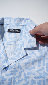 OWEN - Áo sơ mi nam ngắn tay Relaxfit AE240008N màu Xanh nhạt chất liệu Nano