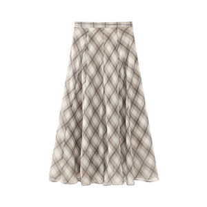 Chân Váy A-Line Họa Tiết Caro Vintage Mềm Mại