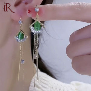 Frascati Women Jewelry Gift Long Drop Earrings Opal Hollow Leaf Pendant Earrings Tassel Simple Wedding Accessories