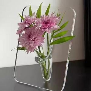 Kệ Sách Acrylic Trong Suốt Khung Hoa Bình Hoa Trang Trí Nhà Cửa Hiện Đại Để Bàn - Giá Đỡ Hoa Nghệ Thuật