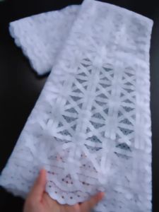 2025 New Premium White African Cord Lace Fabric – Nigerian White Floral Cord Lace for Haute Couture Sewing S4503