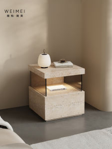 Weimei | Bedside Table Home Bedroom Storage Unit Stone Texture Vintage Style Small