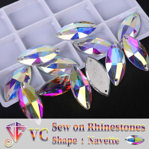 K9 Navette High Quality Sew On Rhinestones Chamfer Flatback Glass Crystals for Clothing Wedding Dresses All Decoration DIY