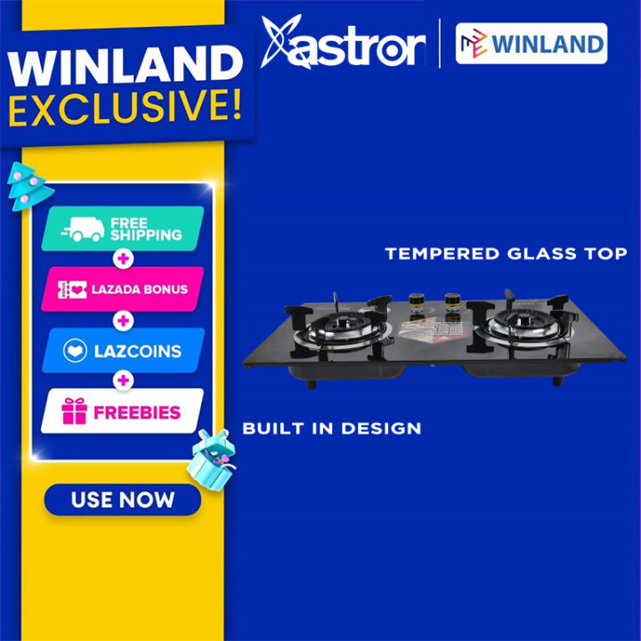 Astron by Winland Built-In Double Burner Gas Stove with Hob and