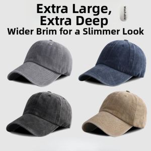Spring Extra Large Fitting Visor Deepened Retro Denim Baseball Cap