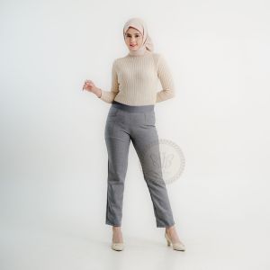 celana panjang saku kerja wanita resleting depan bahan woll premium impor lembut kekinian