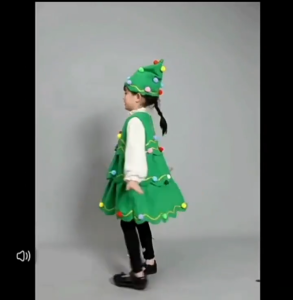 2Pcs Christmas Tree Costume for Kids Girl 4-13Yrs Dress+Hat Christmas Costume Christmas Cosplay Halloween Performance Stage